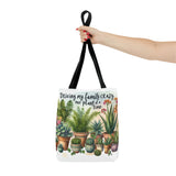 Driving my family crazy one plant at a time Tote Bag (AOP) reusable shopping bag gift idea for gardener - Unique Designs By C&K