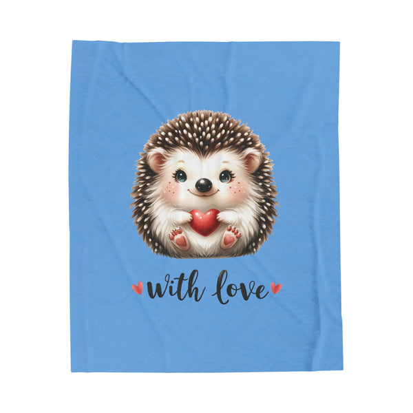Hedgehog love Velveteen Plush Blanket - Unique Designs By C&K