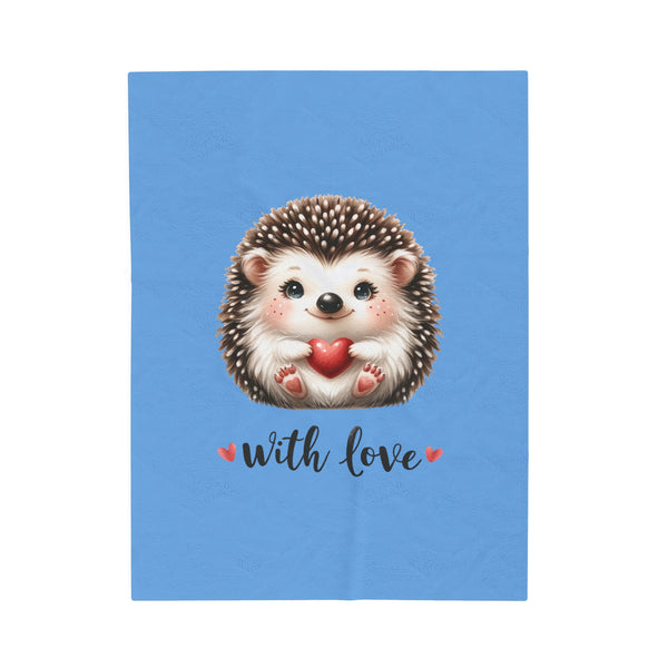 Hedgehog love Velveteen Plush Blanket - Unique Designs By C&K