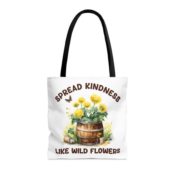 Spread Kindness like a Wild Flower Tote Bag - Reusable Eco-Friendly Shopping Bag - Unique Designs By C&K
