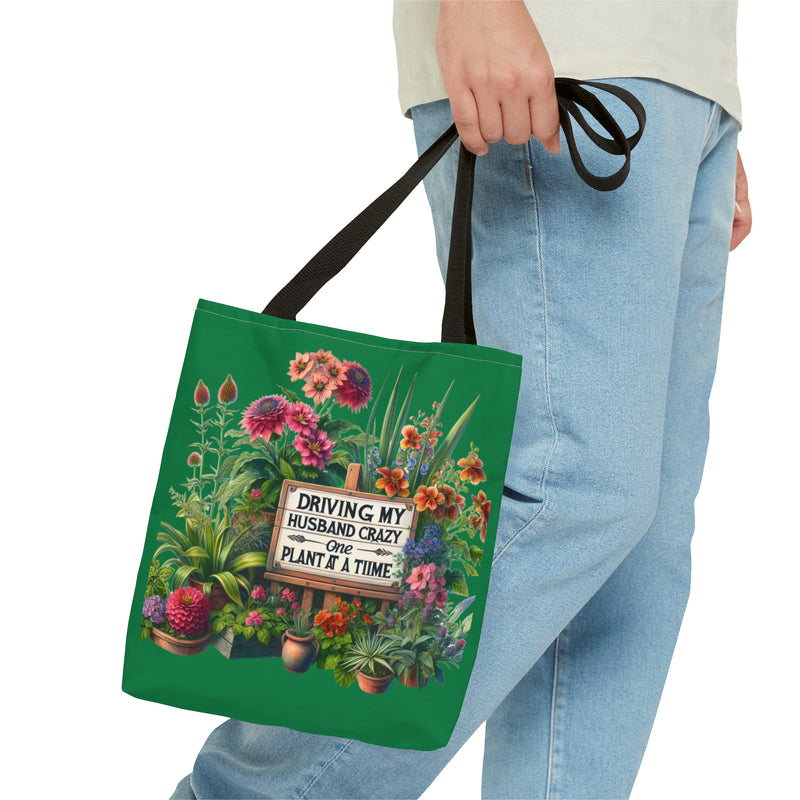 Driving my husband crazy one plant at a time Tote Bag (AOP) reusable shopping bag gift idea - Unique Designs By C&K