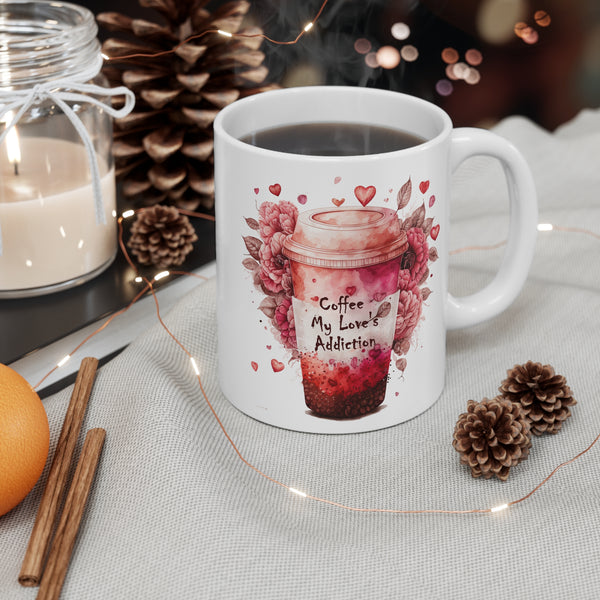 11oz Coffee Lover's Ceramic Mug - Valentine's Day Gift for Your Beloved Coffee Addict - Unique Designs By C&K
