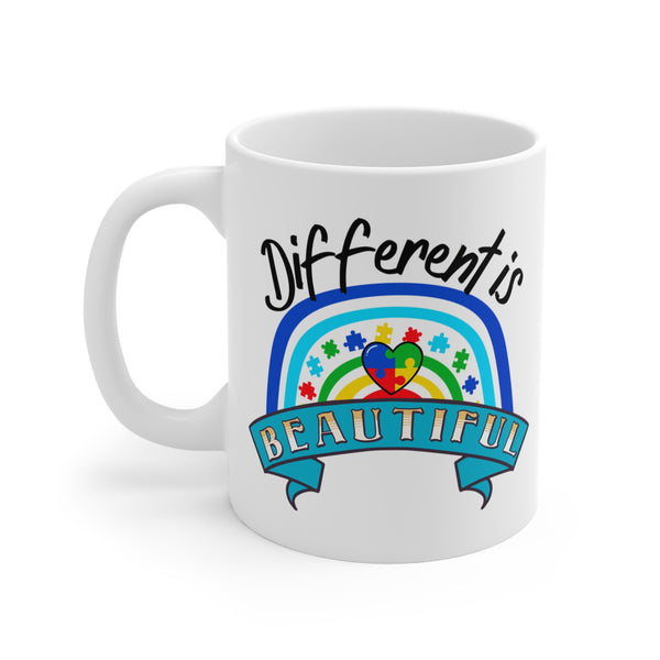 Autism Awareness Ceramic Mug - Different is Beautiful Coffee Lover Gift - Unique Designs By C&K