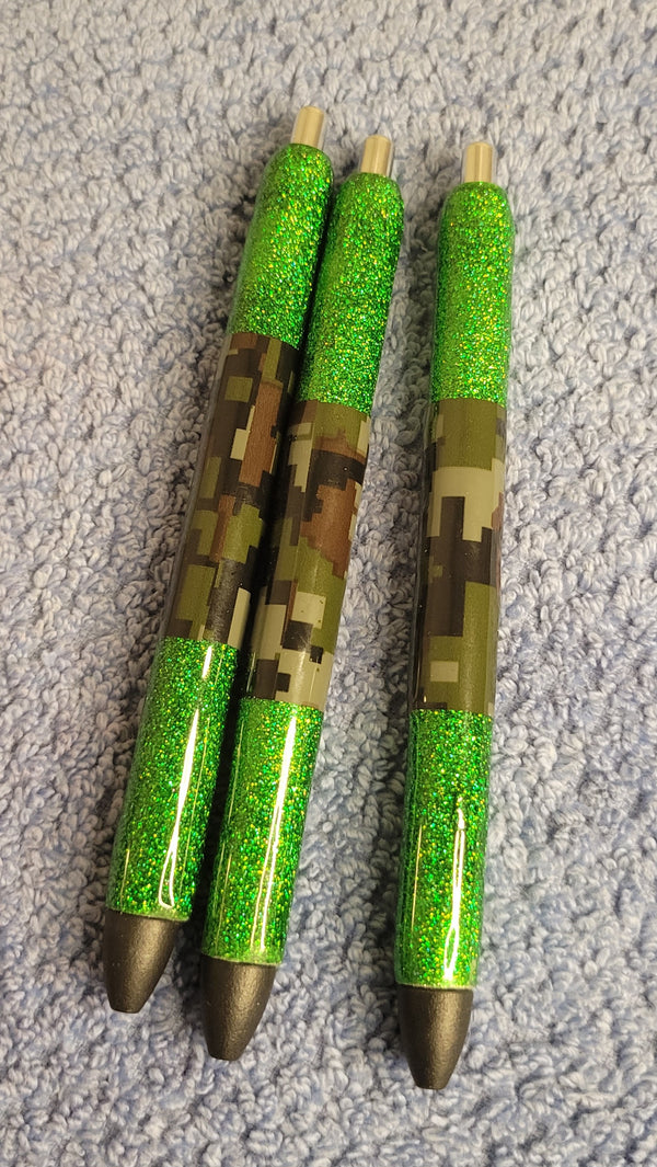 Refillable pen green and camouflage - Unique Designs By C&K