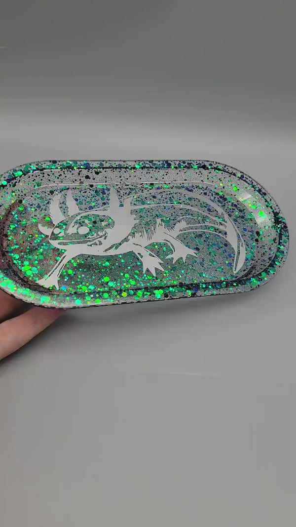 Resin color-shifting axolotl decorative trinket tray/dish