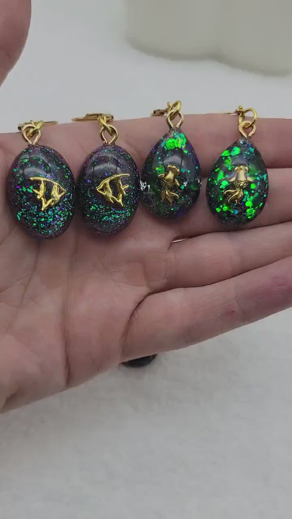 Resin color-shifting dangle fish earrings