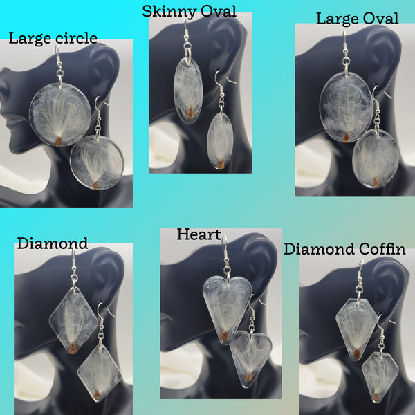 Resin milkweed wishes dangle earrings