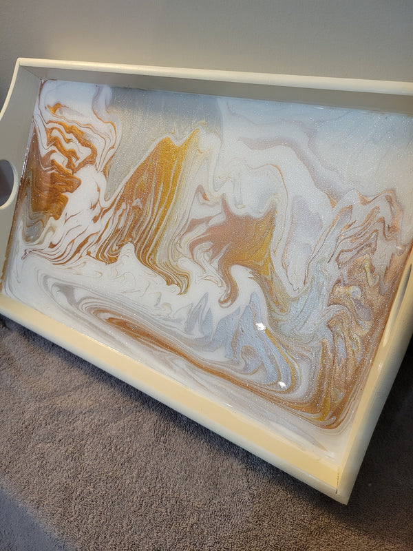 Resin paint pour breakfast bed tray with legs